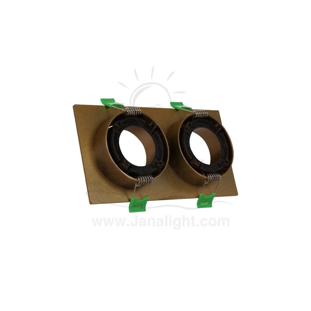 سبوت لايت فارغ متحرك مستطيل 2 عين بلاستك ذهبي جنى لايت JN406 Double square gold Spotlight frame